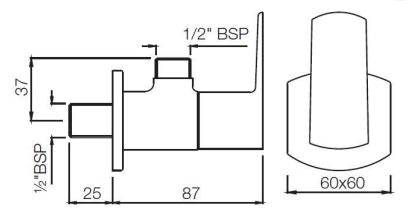 (PRUN) ANGLE COCK WITH FLANGE - JAQUAR FAUCETS -  ( GOLD - KUBIX PRIME - 0x15 mm - 0inchX0.5inch )