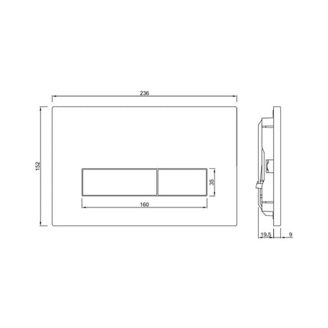 CONTROL PLATE KUBIX - JAQUAR CISTERN -  ( GRAPHITE - KUBIX - 0x0 mm - 0inchx0inch )
