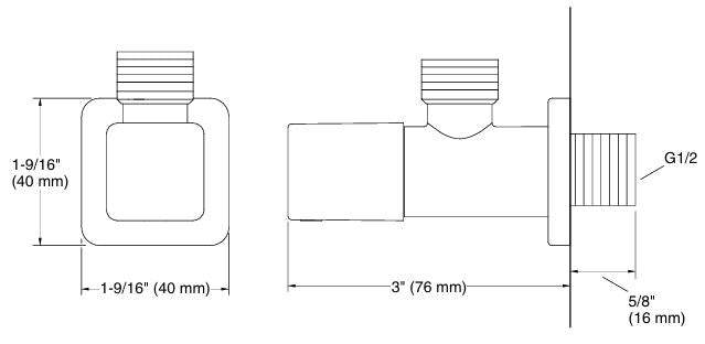 COMPLEMENTARY-ANGLE VALVE W/FLANGE - KOHLER POPULAR -  ( MATT BLACK - POPULAR - 0x15 mm - 0inchX0.6inch )
