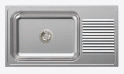 1.0 BOWL WITH DRAINBOARD (DEPTH 8INCH) THK 1MM - CARYSIL -  ( MATT - VOGUE - 914x457 mm - 36inchX18inch )