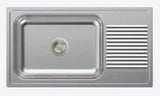 1.0 BOWL WITH DRAINBOARD (DEPTH 8INCH) THK 1MM - CARYSIL -  ( MATT - VOGUE - 914x457 mm - 36inchX18inch )