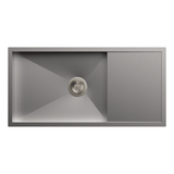 1 BOWL W/SMALL DRAINBOARD (DEPTH 8INCH) THK 1MM - CARYSIL -  ( MATT - QUADRO - 915x460 mm - 36inchX18inch )
