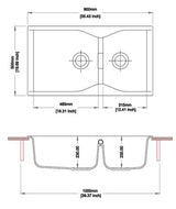 QUARTZ 2.0 BOWL W/O DRAIN BOARD (DEPTH 9INCH) - CARYSIL -  ( GRANITE CRATER - LARGO - 900x500 mm - 36inchX20inch )
