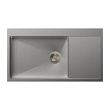 1 BOWL WITH DRAINBOARD (DEPTH 8INCH) THK 1MM - CARYSIL -  ( MATT - MICRO RADIUS R10 - 900x450 mm - 36inchX18inch )