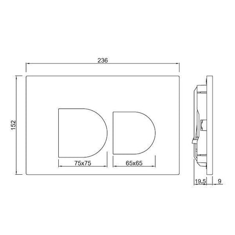 CONTROL PLATE - JAQUAR CISTERN -  ( CHROME - D-ARC - 236x152 mm - 9.44inchx6.08inch )