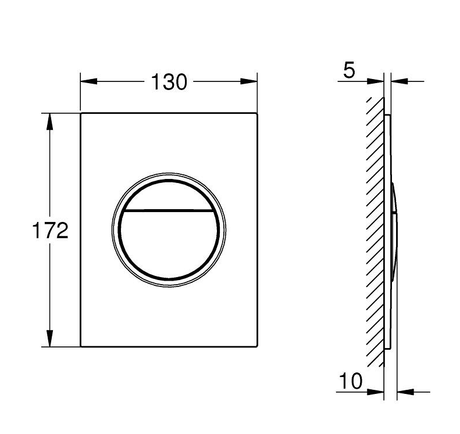 NOVA COSMOPOLITAN FLUSH PLATE, SMALL SIZE - GROHE -  ( BRUSHED HARD GRAPHITE - G4 - NOVA COSMOPOLITAN - 0x0 mm - 0inchX0inch )