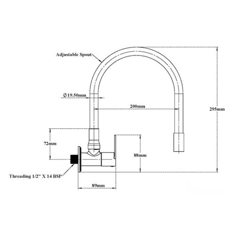 SINK TAP WALL MOUNTED WITH FLEXIBLE SPOUT - VIKING -  ( BRASS -  - 0x0 mm - 0inchx0inch )