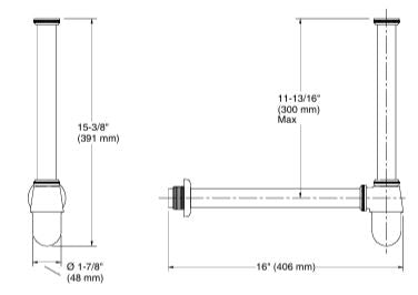 COMPLEMENTARY-BOTTLE TRAP W/EXTENS PIPE - KOHLER POPULAR -  ( FRENCH GOLD - POPULAR - 0x350 mm - 0inchX14inch )
