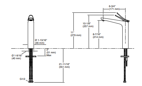 FLUENCE TALL LAV SINGLE FAUCET W/O DRAIN - KOHLER PREMIUM - (VIBRANT BRUSHED BRONZE - PREMIUM - 0x15 mm - 0inchX0.5inch)