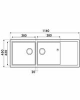 BXX 221/121-38-38 LHD (DEPTH 8INCH)- FRANKE -  ( SATIN FINISH - BOX - 1160x450 mm - 46.4inchX18inch )