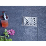 SQURE DRAINER BRUSHED W/O COCKROACH TRAP - VIKING -  ( CHR -  - 150x150 mm - 6inchX6inch )