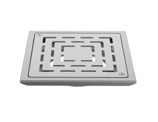 SQURE DRAINER BRUSHED W/O COCKROACH TRAP - VIKING -  ( CHR -  - 150x150 mm - 6inchX6inch )