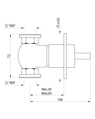 CONCEALED STOP COCK - ARTIZE FAUCET -  ( CHROME - CELLINI - 0x15 mm - 0inchX0.5inch )