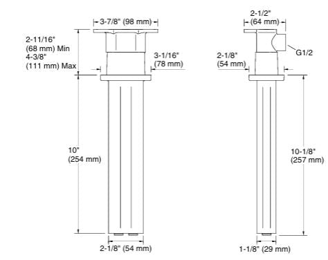 STATEMENT 254 MM CEILING-MOUNT TWO-FUNCTION RAINHEAD ARM AND FLANGE - KOHLER PREMIUM - ( CHROME - PREMIUM - 0x0 mm - 0inchX0inch )