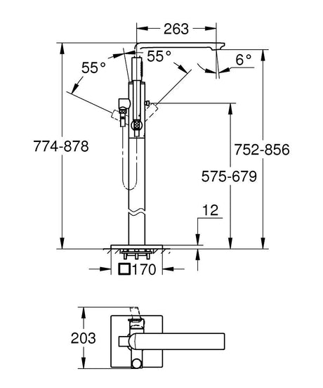GROHE SPA ALLURE SINGLE-LEVER BATH MIXER 1/2 INCH, FLOOR MOUNTED - GROHE - (BRUSHED WARM SUNSET - G5-ALLURE - 0x15 mm - 0inchX0.5inch)