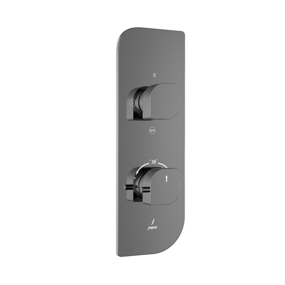 AQUAMAX EXPOSED PART KIT OF THERMOSTATIC SHOWER MIXER WITH 2-WAY OUTLET WITH SLEEVE (COMPATIBLE WITH ALD-681N)- JAQUAR FAUCETS - ( BLACK CHROME - ALIVE - 0x20 mm - 0inchX0.8inch )