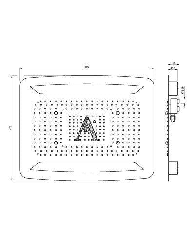 CEILING SHWR(ELC)3FUNC W/O KIT - ARTIZE FAUCET -  ( CHROME - RAINJOY - 600x472 mm - 24inchX18inch )
