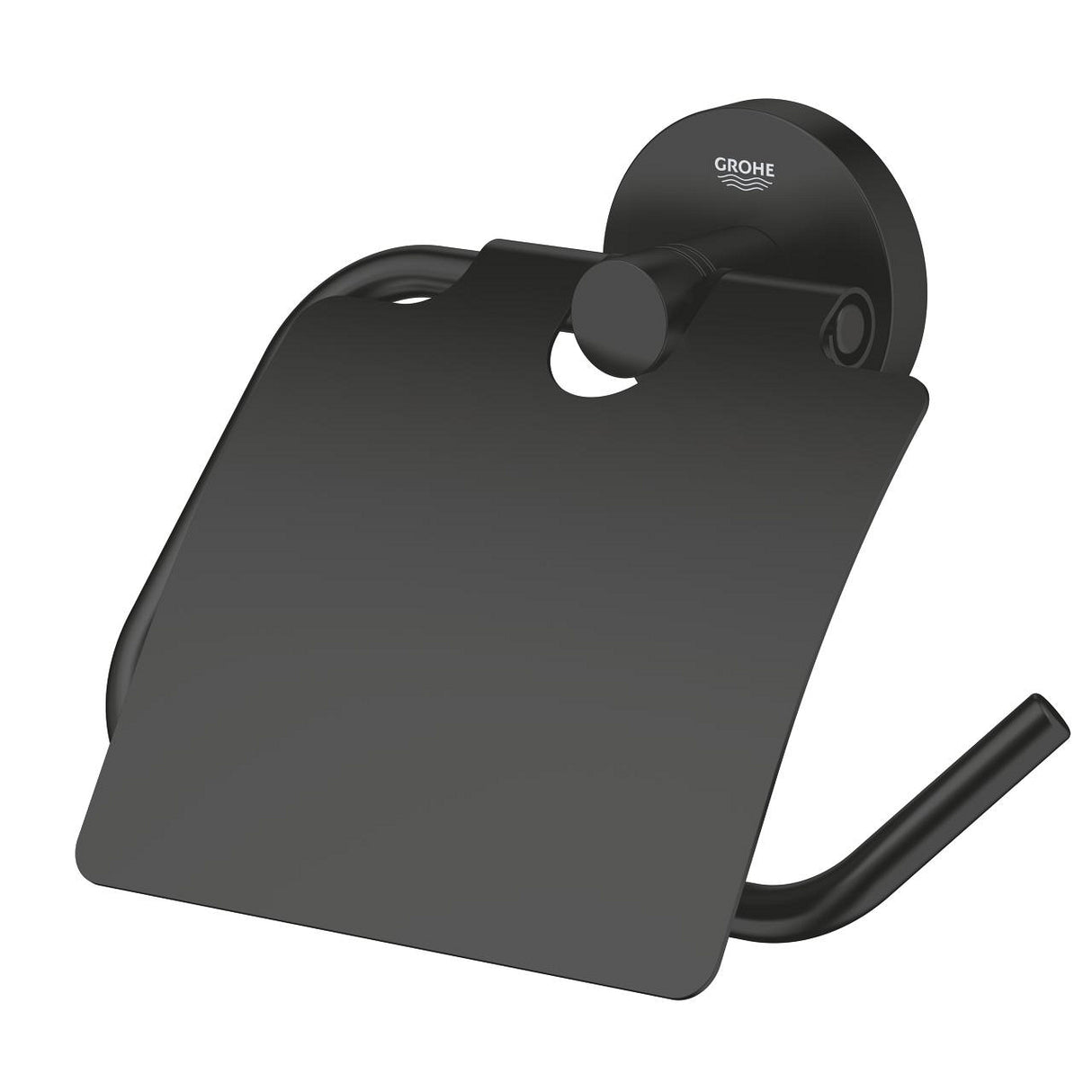 ESSENTIALS TOILET PAPER HOLDER WITH COVER - GROHE -  ( MATTE BLACK - G3 - ESSENTIALS NEW - 0x0 mm - 0inchX0inch )
