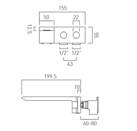 SL W/M  BASIN MIXER SET (CONC.BODY &EXP) - VADO -  ( CHR - OMIKA - 0x15 mm - 0inchX0.6inch )