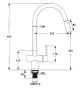 TABLE MOUNTED PULL OUT KITCHEN SINK COCK WITH TWO FLOWS SHOWER AND FOAM - AQUANT - ( MATT SS FINISH - KITCHEN FAUCETS - 0x0 mm - 0inchX0inch )