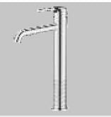 SS (304) TALL BASIN MIXER WITH BRAIDED PIPES & FOAM FLOW - AQUANT - (CHROME - ORCHID SERIES - 0x15 mm - 0inchX0.5inch)