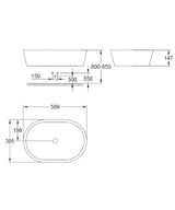 EUROCOSMO VESSEL BASIN 60CM - GROHE -  ( WHITE - G4 - EUROCOSMO - 589x395 mm - 23inchX15.5inch )