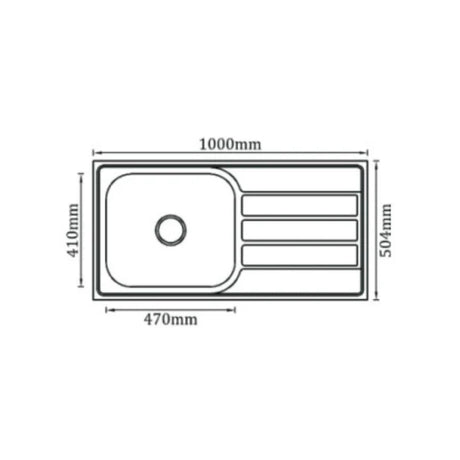 SS KITCHEN SINK 1.0 BOWL WITH DRAINBOARD (DEPTH 8INCH)WITH WASTE COUPLING & PLUMBING KIT - FUTURA -  ( SATIN FINISH - DURA - 1000x504 mm - 40inchX20.16inch )