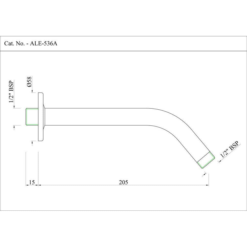 SHOWER ARM W/FLANGE LIGHT - ESSCO FAUCET -  ( CHROME - ALLIED - 15x225 mm - 0.5inchX9inch )