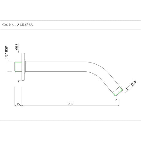SHOWER ARM W/FLANGE LIGHT - ESSCO FAUCET -  ( CHROME - ALLIED - 15x225 mm - 0.5inchX9inch )