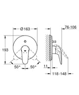 EUROSTYLE 2015 SOLID 1-HANDLE BATH/SHOWER MIXER - GROHE -  ( CHROME - G3 - EUROSTYLE - 0x15 mm - 0inchX0.6inch )