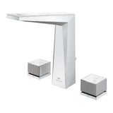 ALLURE BRILLIANT THREE HOLE BASIN MIXER M-SIZE CHROME W/ WHITE CAESARSTONE KNOB HANDLES - GROHE -  ( CHROME - G5 - ALLURE BRILLIANT PRIVATE - 0x15 mm - 0inchX0.5inch )