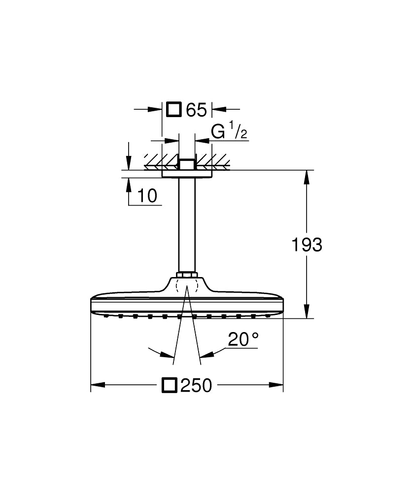 TEMPESTA 250, HEADSHOWER SET CUBE 142MM 9.5L - GROHE -  ( CHROME - G3 - TEMPESTA - 0x0 mm - 0inchX0inch )