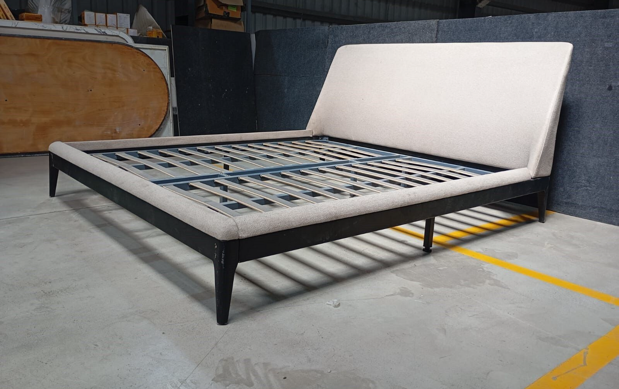 SB705-ADELINE KING SIZE BED  (W/O BED STORAGE) (OFF WHITE) (HEADBOARD L-1854mm, L-2146mm, W-1930mm) - FURNITURE - (WHITE - BUENA CASA - 1981x1829 mm - 79.24inchX73.16inch)