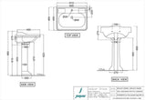 WALL HUNG BASIN WITH FIXING ACCESSORIES - JAQUAR SWARE - ( WHITE - QUEENS PRIME - 610x465 mm - 18.6inchX0inch )