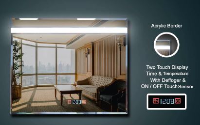 (PRUN)LED MIRROR 2 TOUCH(TIME&TEMP)W/DEFFOGER - BETTER LIVING -  (  - REFLEX - 750x600 mm - 30inchX24inch )