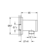 RELEXA WALL UNION - GROHE -  ( CHROME - G4 - RELEXA - 0x15 mm - 0inchX0.6inch )