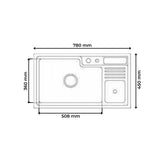 QUARTZ SINK 1.0 BOWL (DEPTH 9)WITH FA-04 LIQUID SOAP DISPENSER, FA-07 BASKET WASTE COUPLING & FA-02B QUARTZ FAUCET - FUTURA -  ( BLACK - QUARTZ SERIES - 780x450 mm - 31.2inchX18inch )