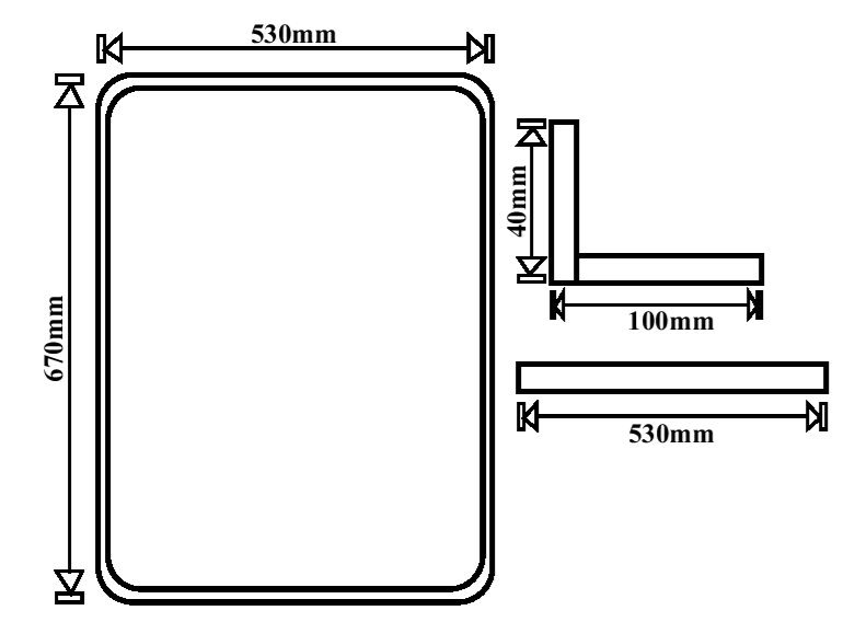TR 3332 PLAIN MIRROR WITH SELF - GERMA - ( - WHITE MARBLE - 670x530 mm - 26.8inchX21.2inch)
