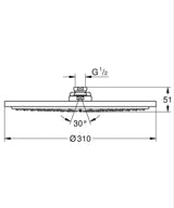 RAINSHOWER COSMOPOLITAN 310 HEADSHOWER 9.5L - GROHE -  ( CHROME - G5 - RAINSHOWER - 0x15 mm - 0inchX0.6inch )