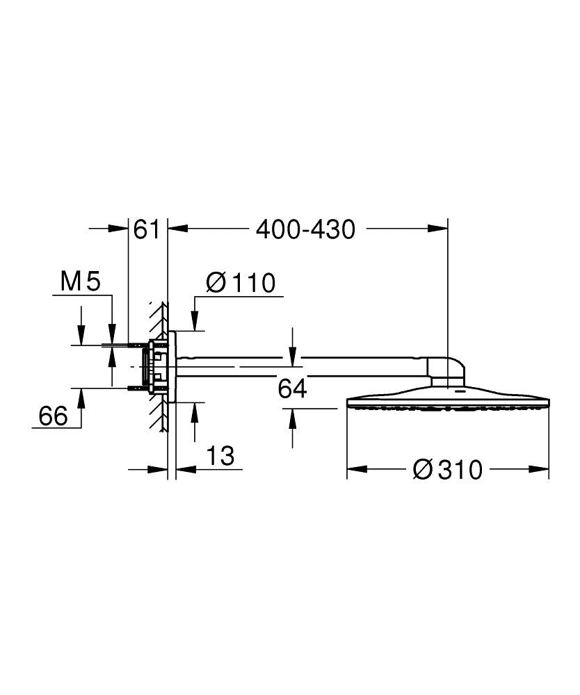 RAINSHOWER SMARTACTIVE 310 HEADSHOWER SET, ROUND, 400MM - GROHE -  ( COOL SUNRISE - G5 - RAINSHOWER - 0x400 mm - 0inchX16inch )