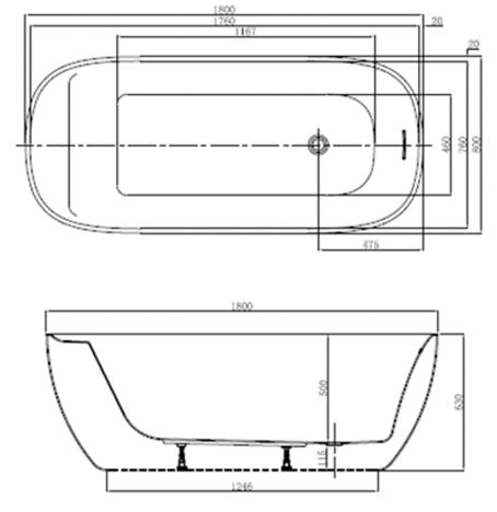 LEXA FREESTANDING BATHTUB - ARTIZE WELLNESS -  ( WHITE - LEXA - 1800x800 mm - 72inchX32inch )