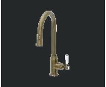 BRASS PULL-OUT KITCHEN SINK MIXER WITH BRAIDED PIPES & DUAL FLOW, FOAM & SHOWER FLOW - AQUANT - (ANTIQUE BRONZE - IMPERIA SERIES - 0x15 mm - 0inchX0.5inch)