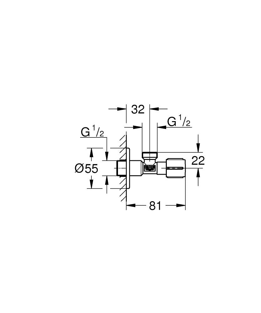 ANGLE VALVE 1/2INCH X 1/2INCH - GROHE - (BRUSHED WARM SUNSET - G5 - GROHE - 0x15 mm -  0inchX0.5inch)