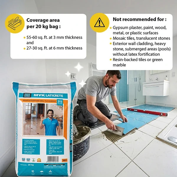 L 315 PLUS GREY THINSET ADHESIVE-20KG - MYK LATICRETE -  ( GREY - L 315 PLUS - 0x0 mm - 0inchX0inch )