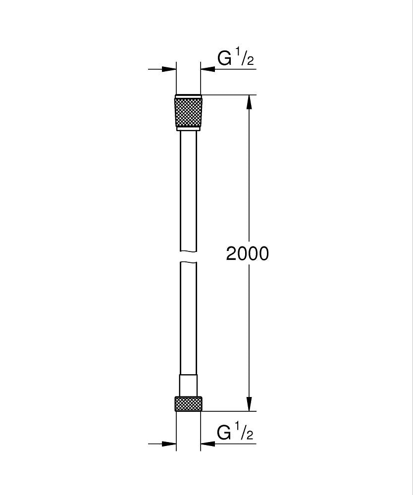 SILVERFLEX 2000MM - GROHE -  ( CHROME - G3 - GROHE - 0x15 mm - 0inchX0.5inch )