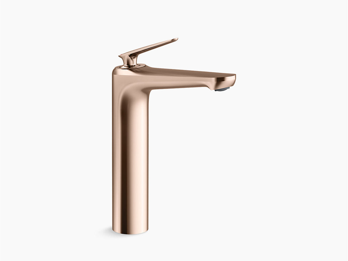 FLUENCE TM TALL SINGLE CONTROL LAV FAUCET WITH BRAIDED PIPE W/O DRAIN - KOHLER PREMIUM -  ( VIBRANT ROSE GOLD - PREMIUM - 0x15 mm - 0inchX0.5inch )