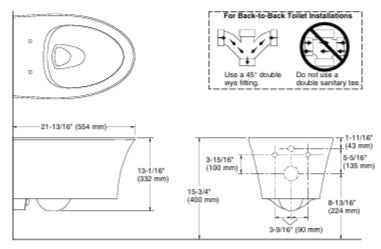 VEIL WALL HUNG RIMLESS BOWL BLACK FOR 75708IN-7 ( BOLT DISTANCE 7INCH)- KOHLER LUXURY -  (  - LUXURY - 0x15 mm - 0inchX0.5inch )