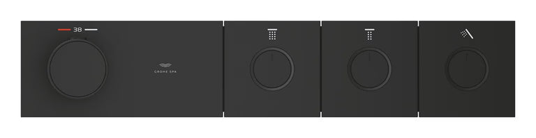 GROHTHERM AQUA TILES THERMOSTAT FOR CONCEALED INSTALLATION WITH 3 VALVES - GROHE -  ( PHANTOM BLACK - G5 - GROHTHERM AQUA TILES - 0x20 mm - 0inchX0.75inch )
