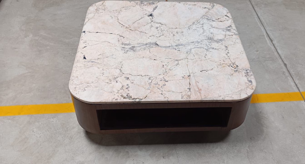 ST202A-COFFEE TABLE WITH WOODEN BASE SS INNER COATING & GRANITE TOP - FURNITURE - (BROWN - BUENA CASA - 395x1003x368 mm - 15.8inchX40.12inchX14.72inch)