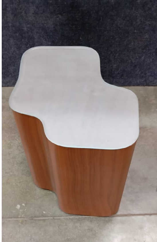 SIDE TABLE AMERICAN ASH WOOD BASE WITH GLASS TOP - FURNITURE - ( - BUENA CASA - 432x330x457 mm - 17.28inchX13.2inchX18.28inch)